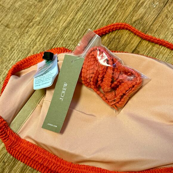 J. Crew Orange Scrunchie Sweetheart Bikini Top Size 2X - Picture 8 of 8